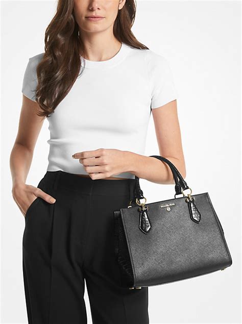 michael kors saffiano leather stiff|Michael Kors marilyn medium saffiano.